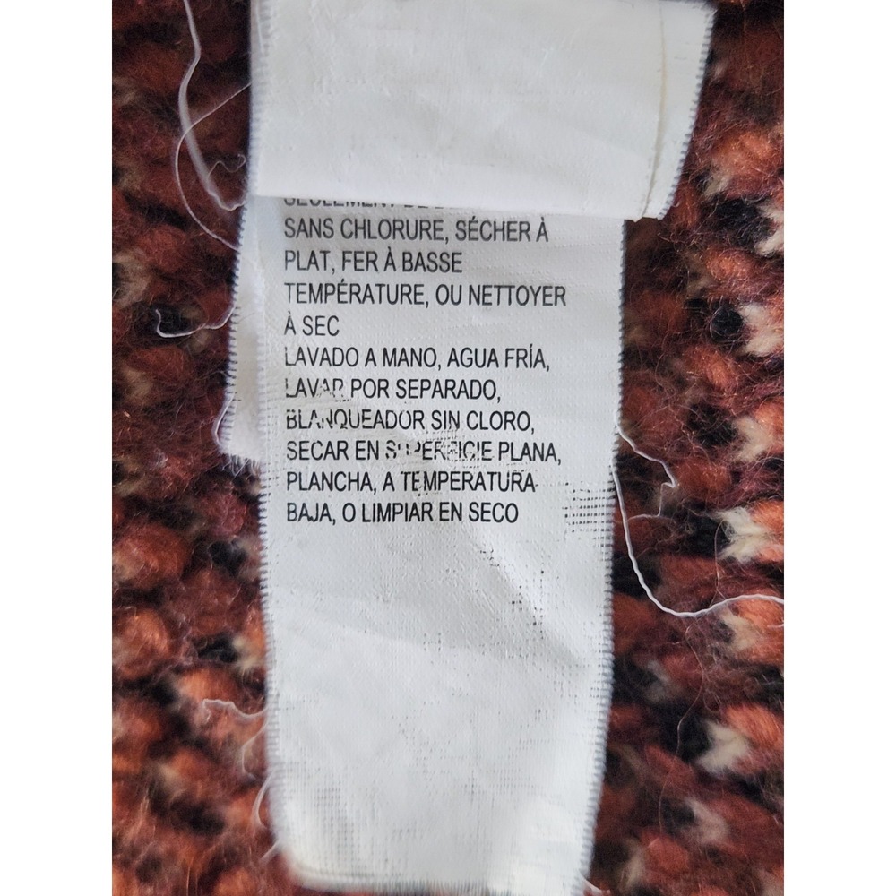 Lucky Brand Sweater Size XS Orange Black Wool Blend Aztec Long Cardigan Oversize - Picture 12 of 14